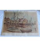 Vin.Jay Killian SignedPencil /Watercolor Drawing Of Boat Harbor Rockport... - £28.71 GBP