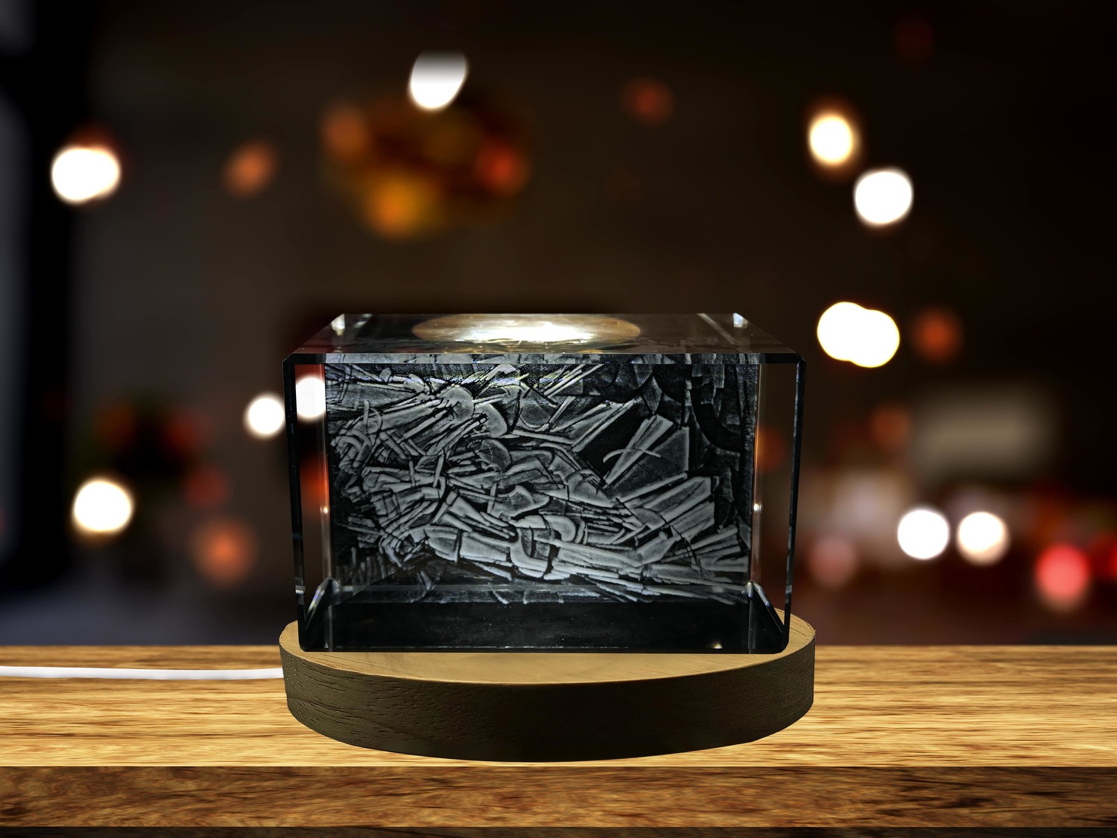 LED Base included | Nude Descending a Staircase 3D Engraved Crystal Keepsake