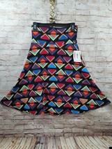 LuLaRoe Womans Skirt Small Azure Bright Geometrical Pattern Midi Flare NWT - £9.15 GBP