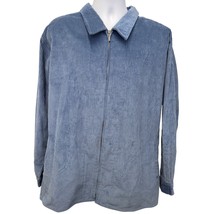 VTG 90&#39;s Corduroy Heavy Cotton Full Zip Shirt Jacket Blue 4X Mens Womens... - $27.54