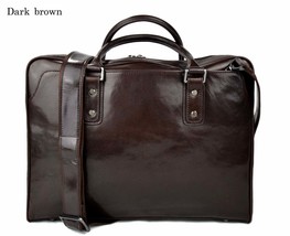 Leather shoulder bag leather messenger bag ipad laptop dark brown women men  - £175.85 GBP