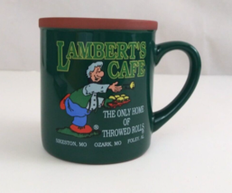 Vintage Lambert&#39;s Cafe The Only Home Of Throwed Rolls 3.5&quot; Coffee Cup - $9.69