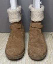 TOMMY HILFIGER Women Suede Boots Brown Booties Sherpa Lined Zip Ankle St... - £18.52 GBP