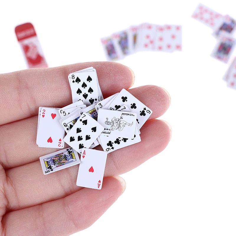 1 Set 1:12 Cute Miniature Dollhouse Cute Mini Poker Playing Cards Mini Cute - £7.06 GBP