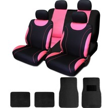 New Flat Cloth Black and Pink Car Seat Covers With Mats Set For Toyota - £39.22 GBP
