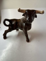 Vintage Ceramic Bull Sculpture Brown Art Pottery - Power Wall St - Ferti... - £33.09 GBP