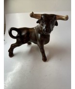 Vintage Ceramic Bull Sculpture Brown Art Pottery - Power Wall St - Ferti... - £32.90 GBP