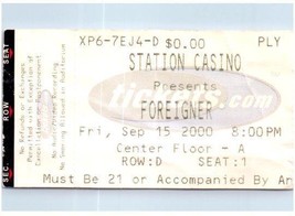 Vtg Foreigner Concert Ticket Stub Septembre 15 2000 Kansas City Missouri -argent - £20.57 GBP