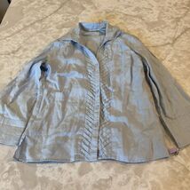 Richard Malcolm Linen Blouse Size S Embroidered Short Sleeve Button Fron... - $10.34