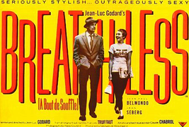 Breathless Movie Poster 27x40 inches Jean Seberg Jean-Luc Godard French ... - $39.99