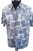 Cooke Street Island Casual Shirt Mens Large Navy Tan Hawaiian Aloha Polynesian - £13.14 GBP