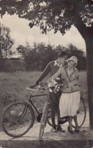 ROMANTIC COUPLE-BICYCLES-ROD BRAKES-ITALY PHOTO POSTCARD - $11.65