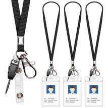 3 Pack Neck Lanyard with ID Badge Holder, Office Strap Lanyards, Stainless Metal - £7.83 GBP