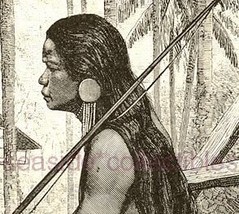 Warrior Of Guianga 1800s Nat History Wood Engraving - £18.87 GBP