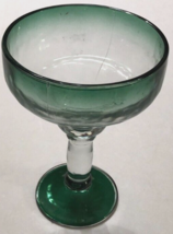 Hand Blown Bubble Mexican Green Thick Heavy Drinks Margarita Stem Glasses 6.5&quot; - £5.63 GBP