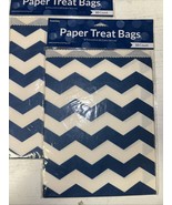 20 Count True Blue Chevron Paper Treat Bags 2 X 10ct 8.75&quot; x 6.5&quot; NEW - $5.39 CAD