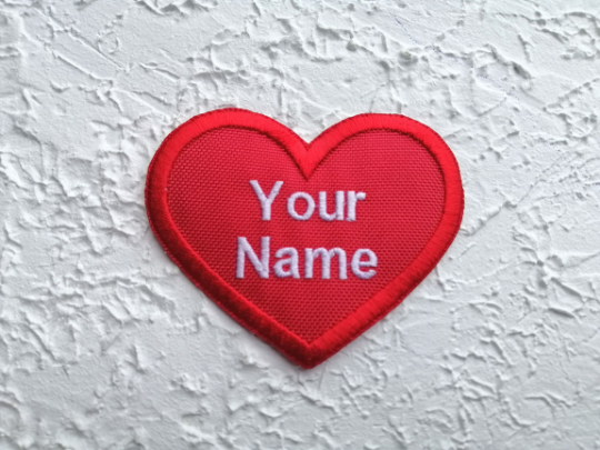 Custom  Red Heart Valentine's Day patch. Embroidered Personalized Text Name - $5.90 - $9.50