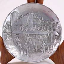  Wendell August Forged Pewter Plate 1998 75th Anniversary Barn Raising Handmade - £9.12 GBP