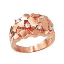 10K Mens Rose Gold CZ Nugget Ring - £581.68 GBP