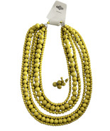 Women&#39;s Earrings Beaded Necklaces Dangle Set Yellow Howlite Beads 20&quot; - £15.06 GBP