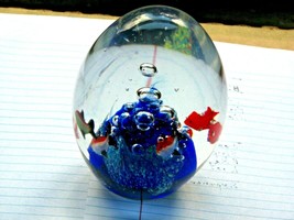 Glass Paperweight, Hand Blown Ocean Theme weight, Pattern, 4.5 in Tall x 3.5 D - £31.61 GBP