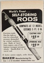 1968 Print Ad Baker Self-Storing Fishing Rods Made in Columbia,Pennsylvania - $8.08