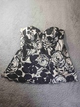 White House Black Market Silk Floral Strapless Top Fitted Bodice Bustier L READ  - £19.98 GBP