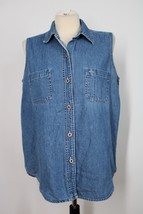 Vtg 90s Bill Blass Jeans M Denim 100% Cotton Sleeveless Button-Front Tank Top - £19.23 GBP