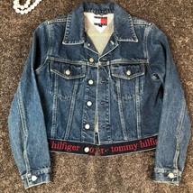 Tommy Hilfiger Denim Jacket 90&#39;s Women&#39;s Size Small Vintage Logo Spellout Y2K - £22.26 GBP