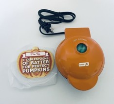 Pumpkin Dash Mini Waffle Maker 4&quot; Cooking Surface Non Stick 350 Watts Orange - £18.89 GBP