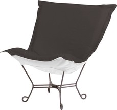 Pouf Chair HOWARD ELLIOTT Charcoal Gray Seascape Sunbrella Acrylic Outdo - £950.43 GBP