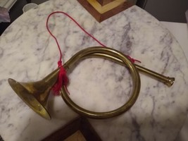 Vintage Brass French Horn, Bugle, Christmas Decoration 12&quot; x 6 1/8&quot; - £6.88 GBP