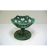 Vintage Metal Pedestal Dish Oxidized Finish 5&quot; Across 4&quot; Tall Made in China - €17,48 EUR
