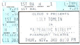 Vintage Lily Tomlin Ticket Stub Novembre 3 1985 Des - £27.98 GBP