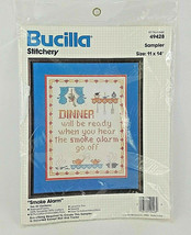 Bucilla 49428 &quot;Smoke Alarm&quot; Cross Stitch Kit NEW Dinner&#39;s Ready When Smoke - £11.81 GBP