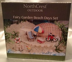 Fairy Garden BEACH DAYS Set - 9 Minature Pieces - Chair, Umbrella, Cooler, Bike - £14.38 GBP