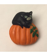 Halloween pumpkin with black cat pin novelty brooch Fun World - £1.56 GBP