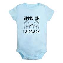 Sippin On Milk &amp; Juice Funny Bodysuits Baby Romper Infant Kids Jumpsuits Outfits - £8.34 GBP
