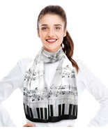CBC CROWN Music Note &amp; Piano Theme Lightweight, Silk-Feeling Fashion Scarf - £7.89 GBP