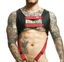 Harness MOB DNGEON Faux-Leather CropTop C-Ring Harness Cherry Red DMBL08 7 - £39.03 GBP