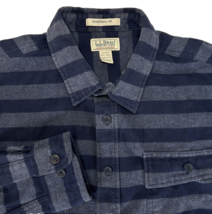 LL Bean Chamois Flannel Shirt Mens 2XLT Navy Blue Gray Striped 2XL Tall - £19.67 GBP