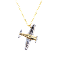 Men&#39;s Greek Handmade Necklace 14k Bicolor Gold Airplane Cable Chain 17.64 inch - £219.00 GBP
