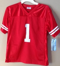 Wisconsin Badgers Boy's  Red #1 Football Jersey NEW Large 12/14 NCAA Pro Edge - $17.94