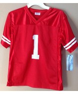 Wisconsin Badgers Boy&#39;s  Red #1 Football Jersey NEW Large 12/14 NCAA Pro... - £14.11 GBP