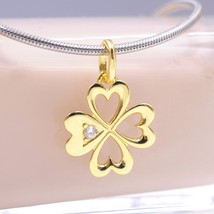  14k Gold-plated ME Heart Four-leaf Clover Medallion Dangle Charm Fit ME... - $11.88