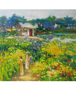 Flower garden 2, a 24â€ high x 28â€ commission original oil painting b - $4,526.23 MXN