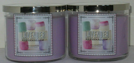 Bath &amp; Body Works 3-wick Scented Candle Lot Set Of 2 Lavender Marshmallow - £49.85 GBP