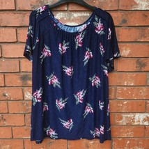 Floral Print Short Sleeve Bouse Woman&#39;s Size 1x - €8,68 EUR