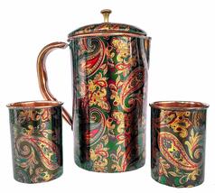 Rastogi Handicrafts Screen Printed pitcher and 2 tumbler set serving set... - £44.50 GBP