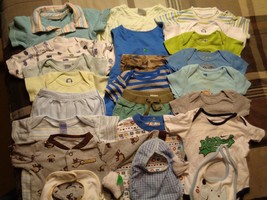 Lot of 25 pieces boys, various 3-6 months summer-spring clothing outfits - £29.72 GBP